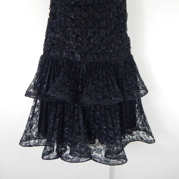 Y2K BETSEY JOHNSON EVENINGS dress strapless lace metallic goth punk emo black XS - Picture 3 of 9